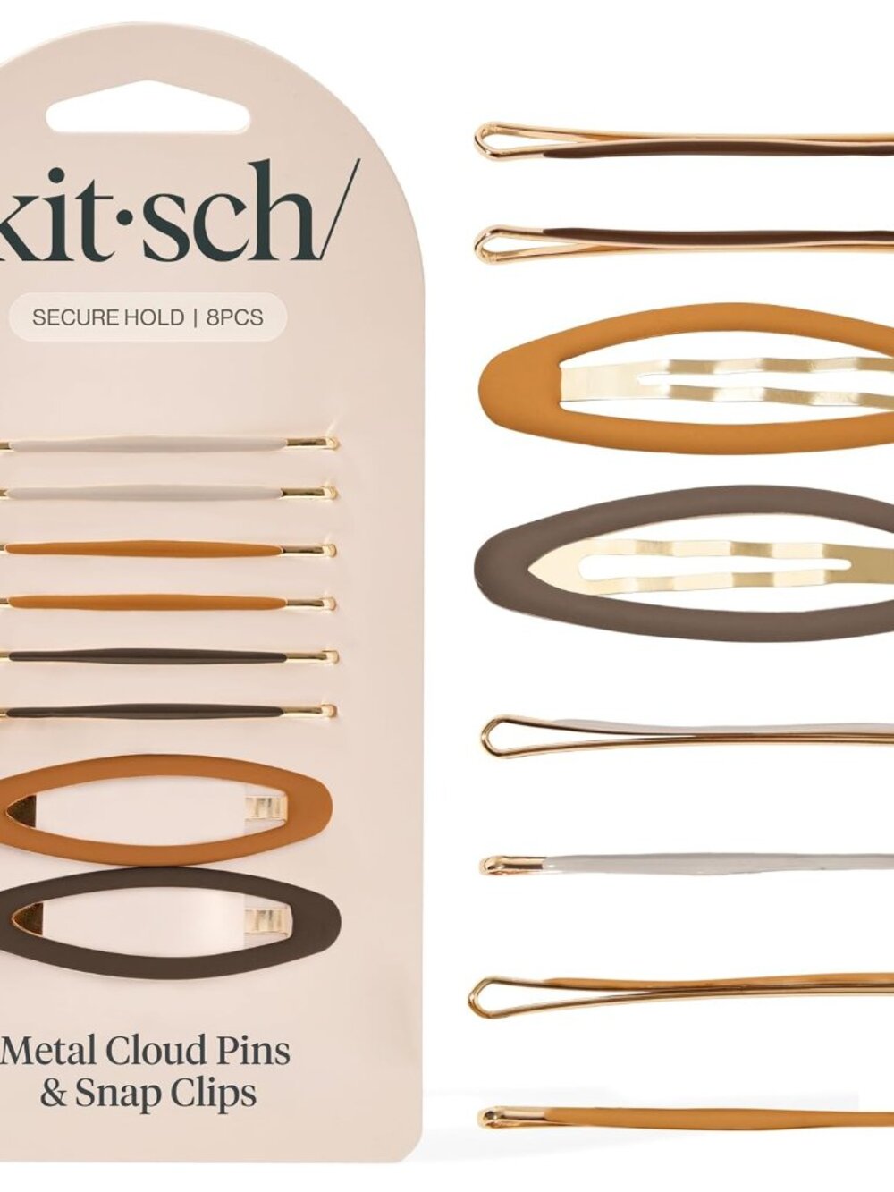 Gold Metal Bobby Pins & Snap Clips For Hair -Sedona, 8pcs
